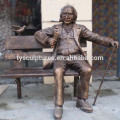 Westerns sculptures life size bronze old man sitting on the bench sculptures for garden decoration